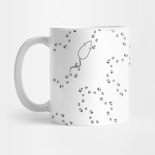 Mice, rats pawprints pattern black design. Mug